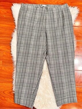 J Jill Premium Bi-Stretch Plaid Pants Size 18 Gray Ankle Work Career MSRP $99
